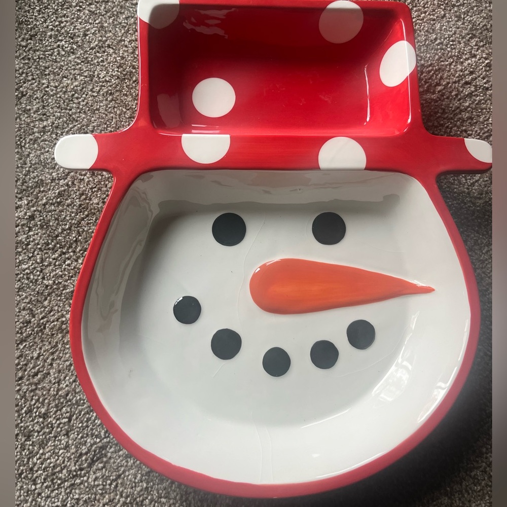 Festive Snowman Serving Dish